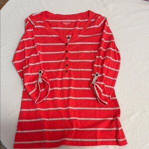 Sonoma Coral and Gray Striped Top